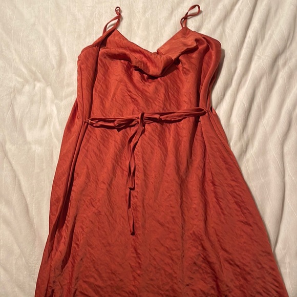 burnt orange dress forever 21 Maxi Satin Dress Dress The Aurora One Shoulder Satin Maxi Dress Forever 21 orange long sleeve